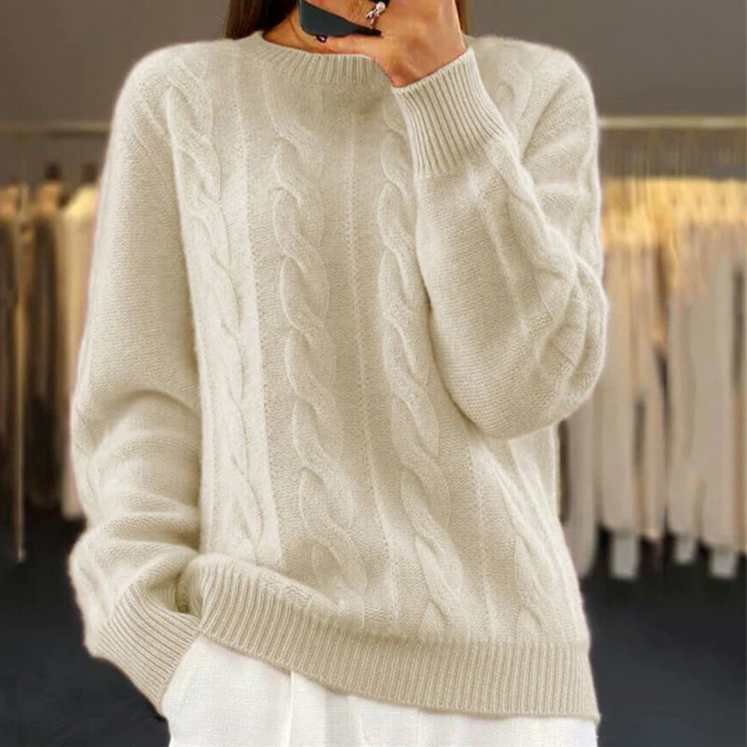 Pull Eulalie chaud et douillet pour femme, maille adaptée aux tenues hivernales cocooning.