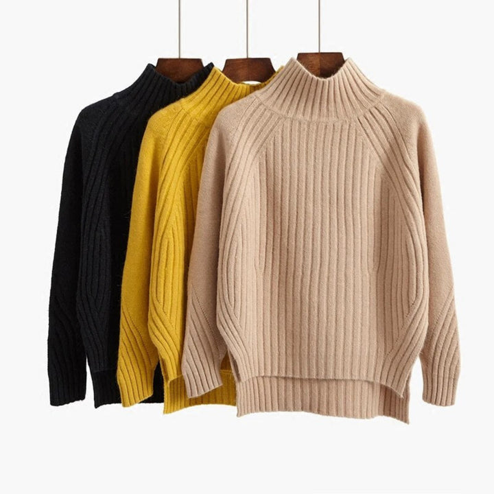 Pull Isoline col roulé pour femme, maille douce adaptée aux tenues automnales cocooning.