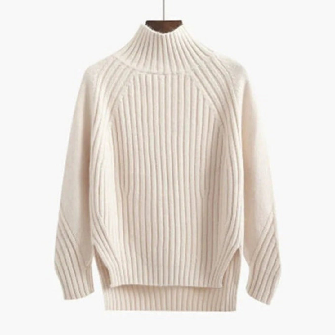Pull Isoline col roulé pour femme, maille douce adaptée aux tenues automnales cocooning.