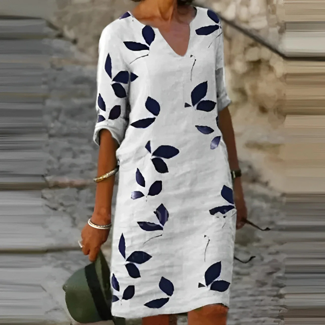 Femmes Robe d'Été | Imprimé Feuilles et Coupe Fluide