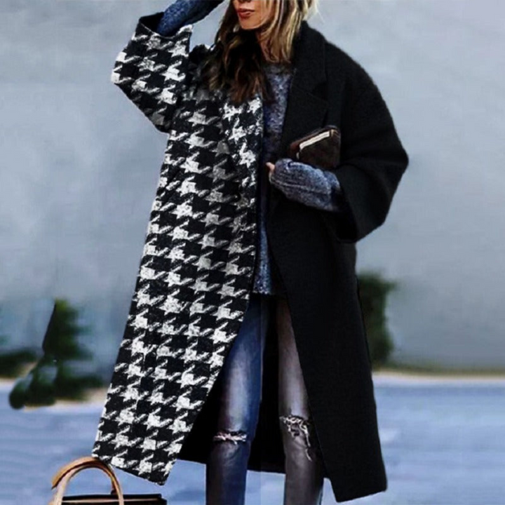 Manteau long Hannelore tissu doux pour femme, coupe élancée adaptée aux tenues automnales cocooning.