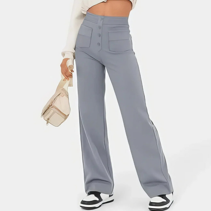 Alaina | Femme Pantalon Taille Haute | Extensibilité et Style Décontracté