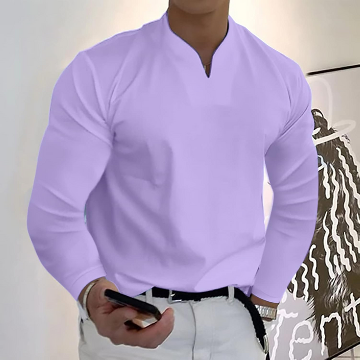 Florencio | Polo Homme Manches Longues | Col V Séchage Rapide