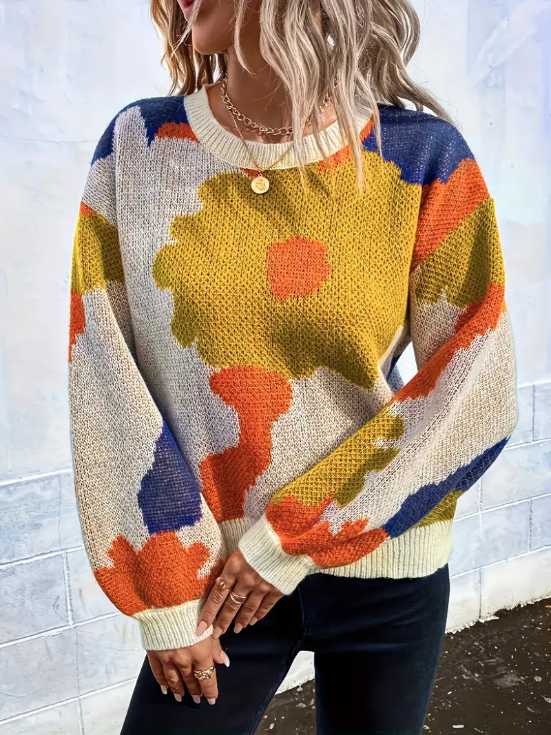 Divyae | Pull Abstrait À Fleurs
