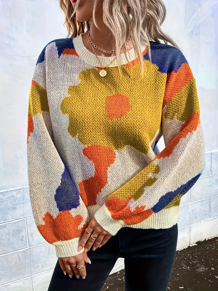 Divyae | Pull Abstrait À Fleurs