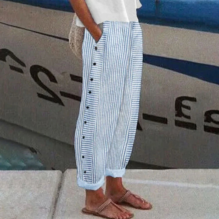 Pantalon Femme Bleu | Poches Latérales & Taille Élastique | Confort & Style