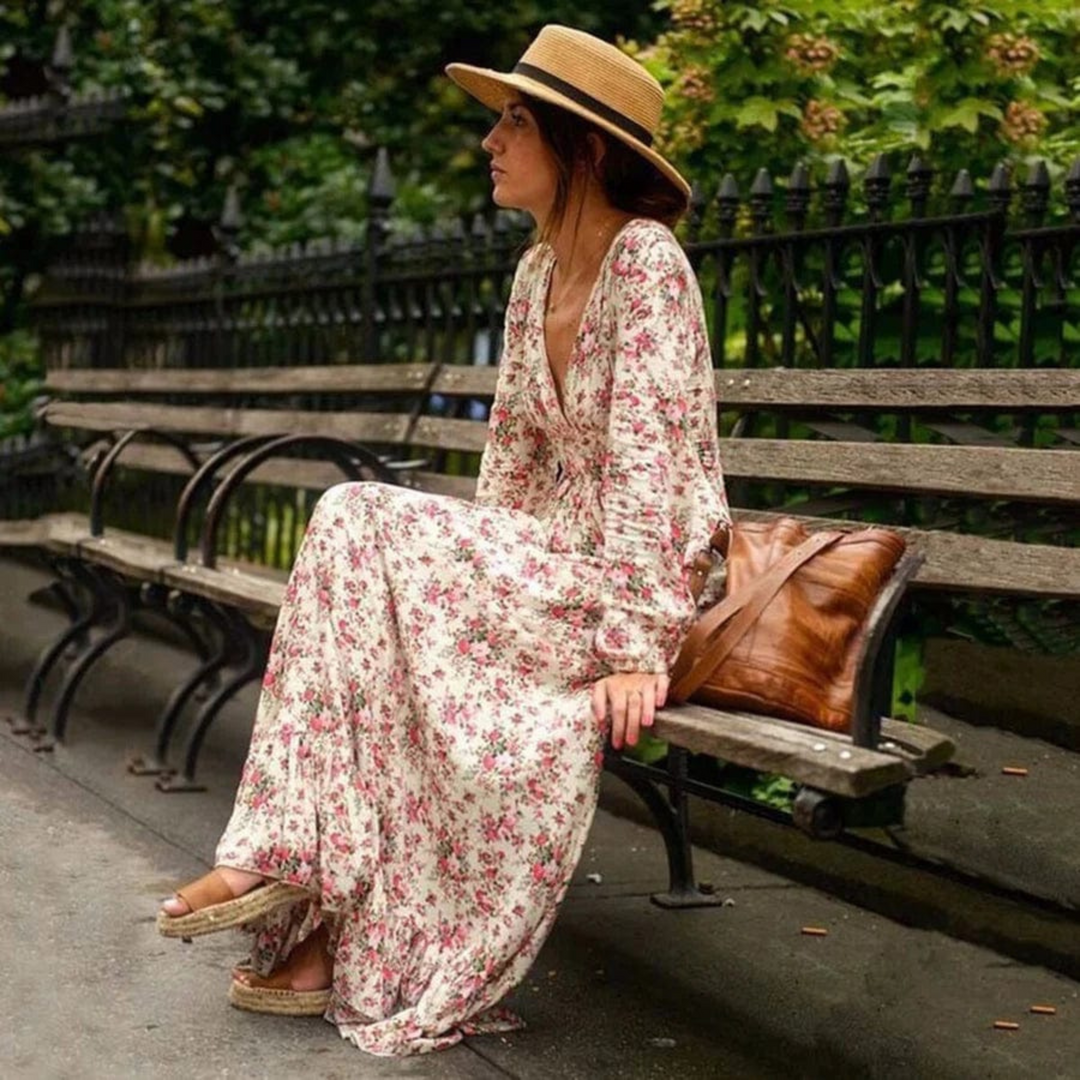 Femmes Robe Maxi Ibiza | Motif Fleuri