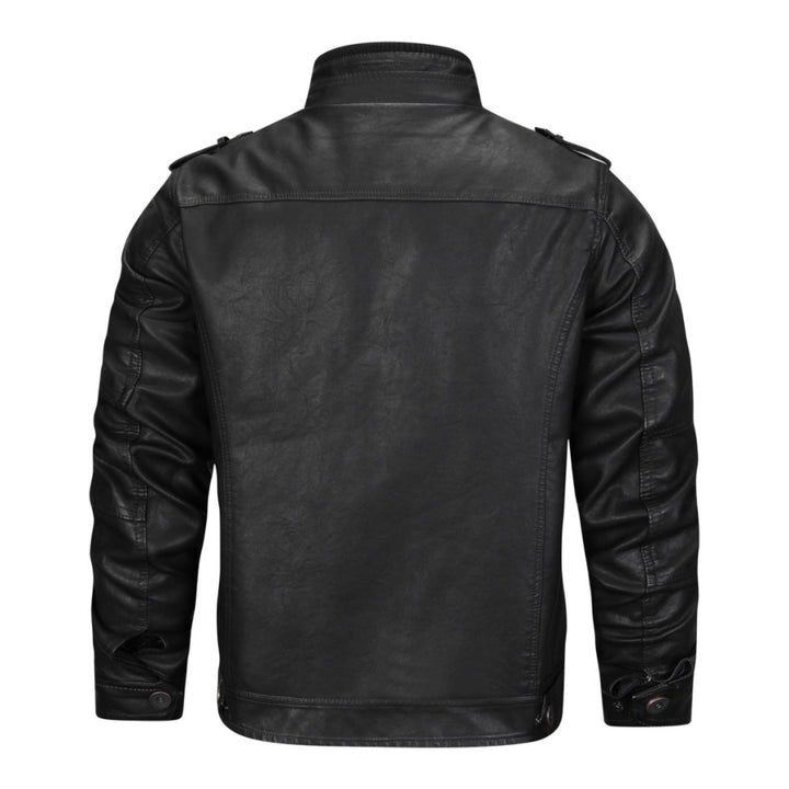 Veste biker robuste pour homme, coupe rétro et fermeture éclair adaptée aux tenues affirmées.
