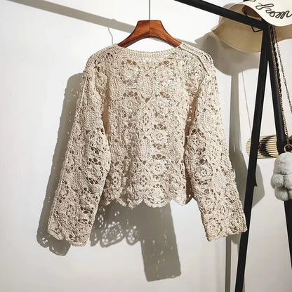 Delfina - Veste Crochet Boutonnée Femme