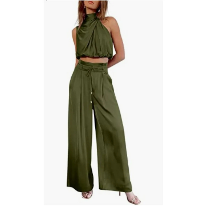 Jumpsuit d'été pour femme, coupe légère et tissu fluide adapté aux vacances estivales.