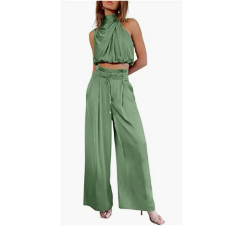 Jumpsuit d'été pour femme, coupe légère et tissu fluide adapté aux vacances estivales.