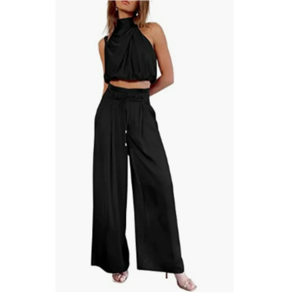 Jumpsuit d'été pour femme, coupe légère et tissu fluide adapté aux vacances estivales.