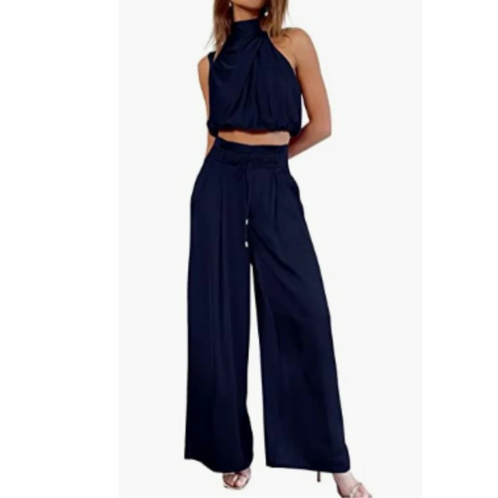 Jumpsuit d'été pour femme, coupe légère et tissu fluide adapté aux vacances estivales.