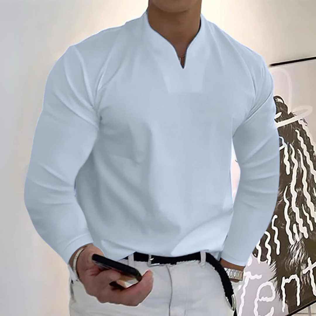 Florencio | Polo Homme Manches Longues | Col V Séchage Rapide