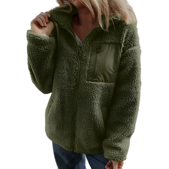 Veste effet teddy zippée Amandine pour femme, vue de dos