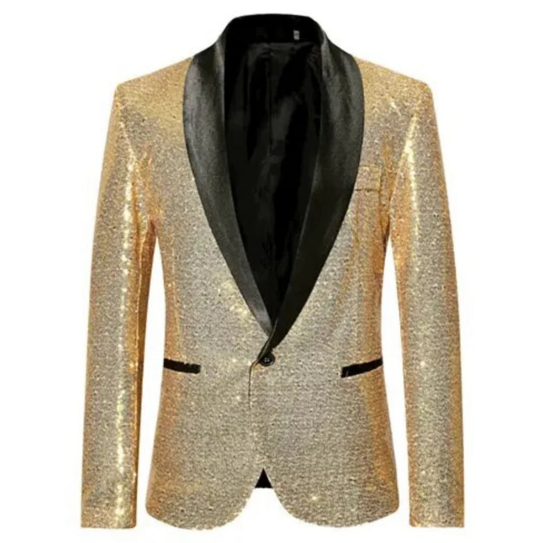 Manteau Ferdinand à sequins pour homme, finition pailletée adaptée aux tenues festives de fin d'année.