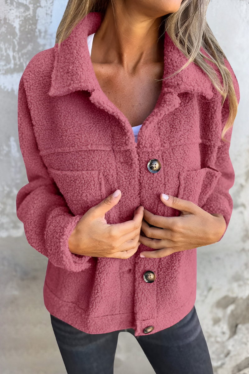 Veste effet teddy Garance pour femme, vue d'ensemble de la coupe