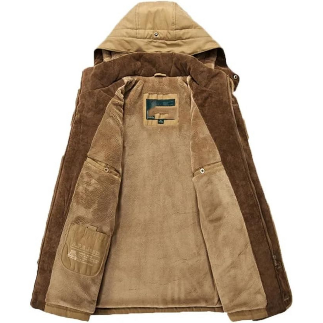 Manteau long Paul chaud pour homme, coupe enveloppante coupe-vent adaptée aux tenues hivernales.