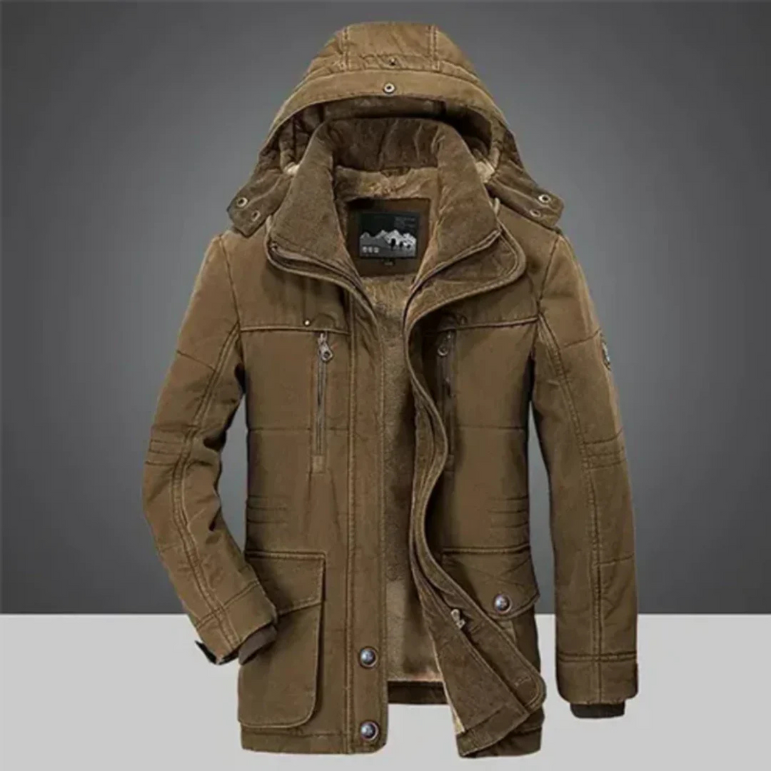 Manteau long Paul chaud pour homme, coupe enveloppante coupe-vent adaptée aux tenues hivernales.