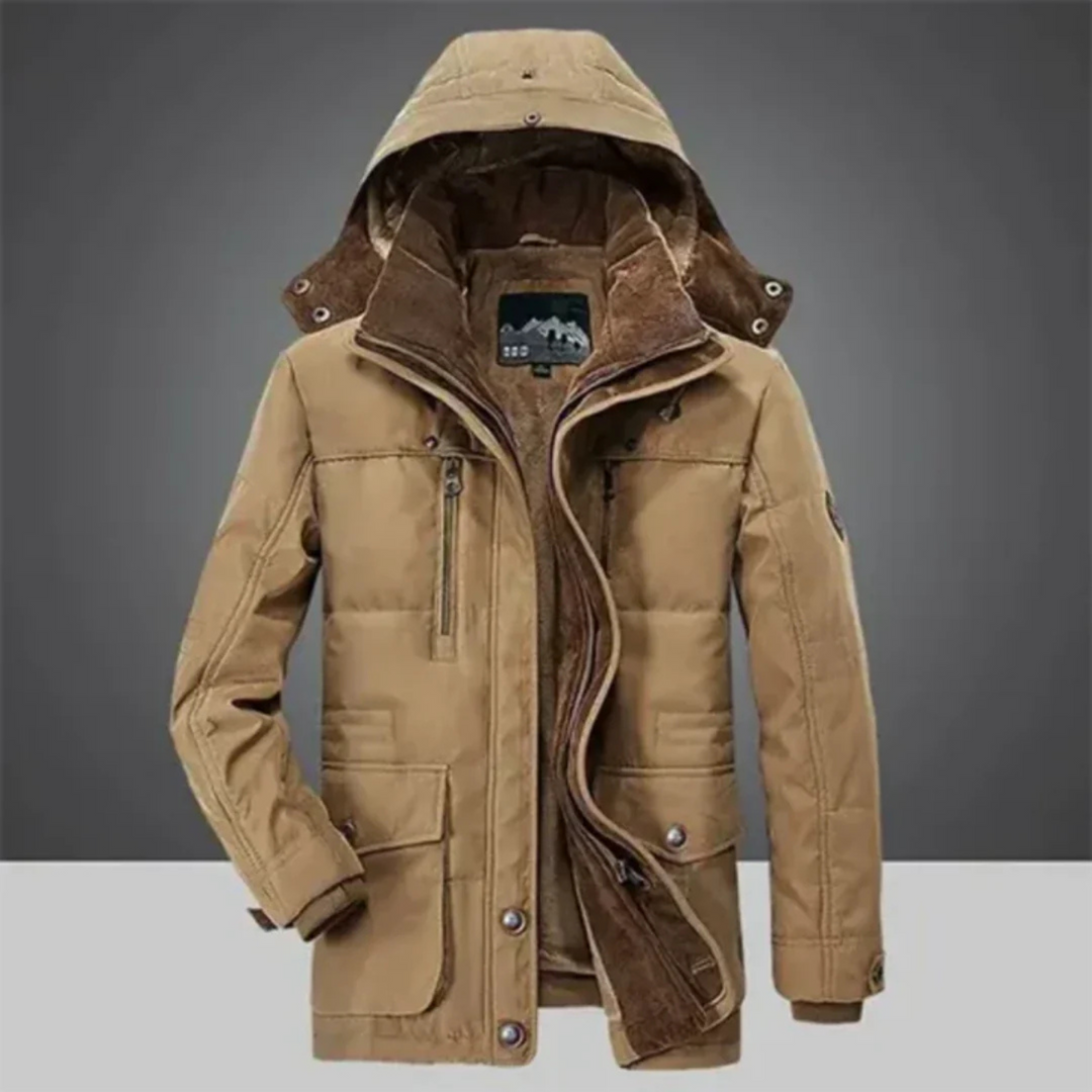 Manteau long Paul chaud pour homme, coupe enveloppante coupe-vent adaptée aux tenues hivernales.