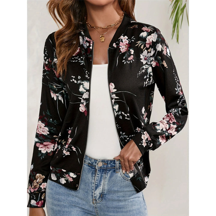 Femmes Bomber Veste Florale | Décontractée