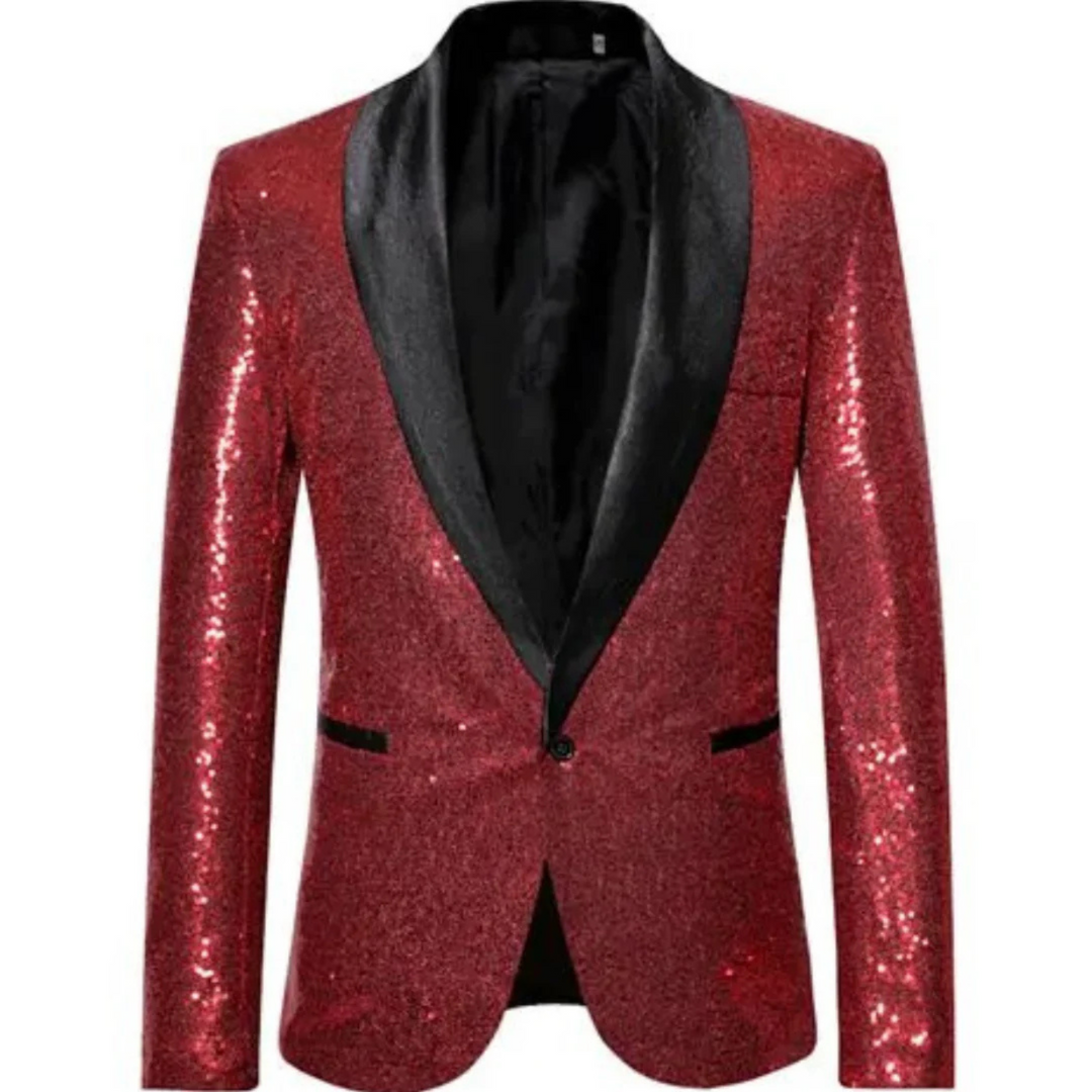 Manteau Ferdinand à sequins pour homme, finition pailletée adaptée aux tenues festives de fin d'année.