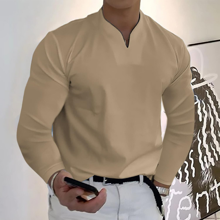 Florencio | Polo Homme Manches Longues | Col V Séchage Rapide