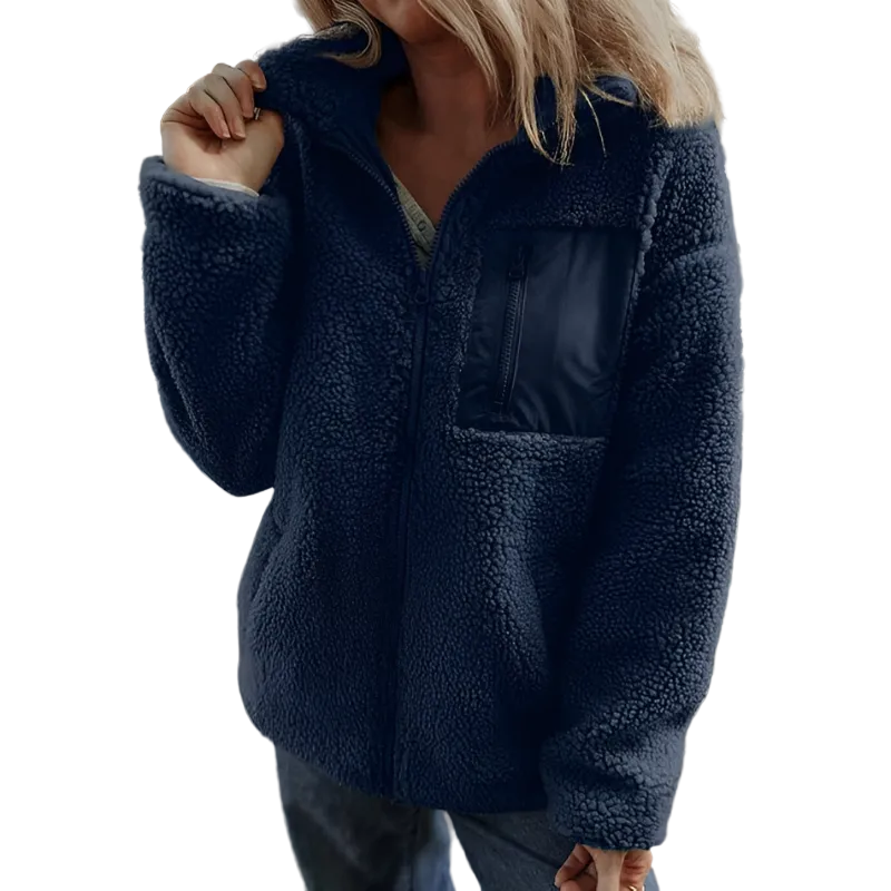 Veste effet teddy zippée Amandine pour femme, vue de face