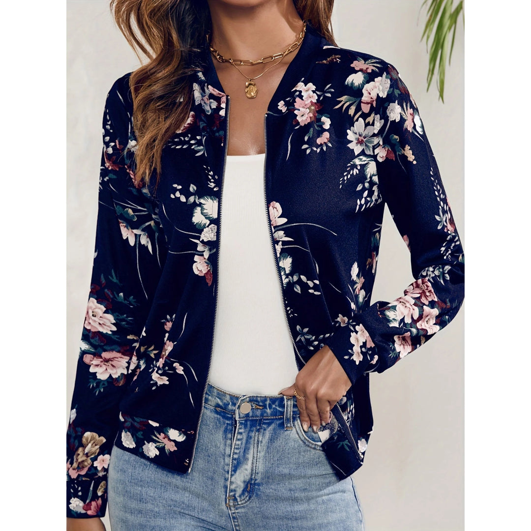 Femmes Bomber Veste Florale | Décontractée
