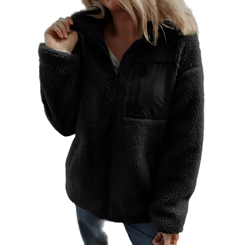 Veste effet teddy zippée Amandine pour femme, présentation du coloris