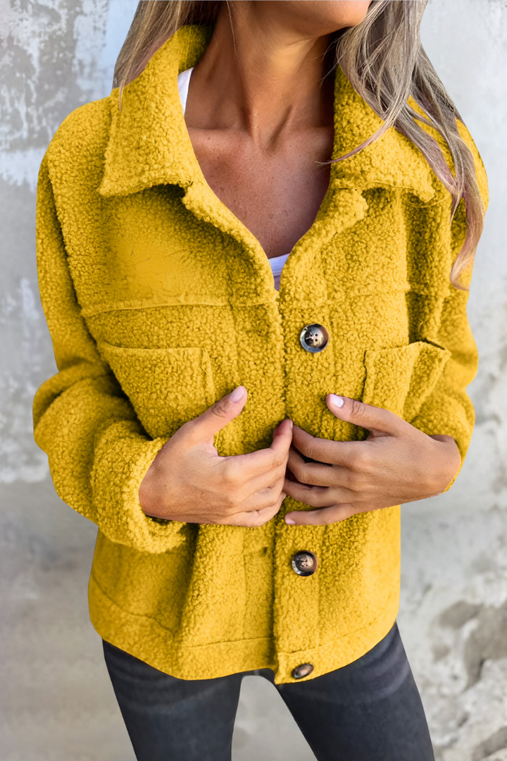 Veste effet teddy Garance pour femme, vue d'ensemble de la coupe