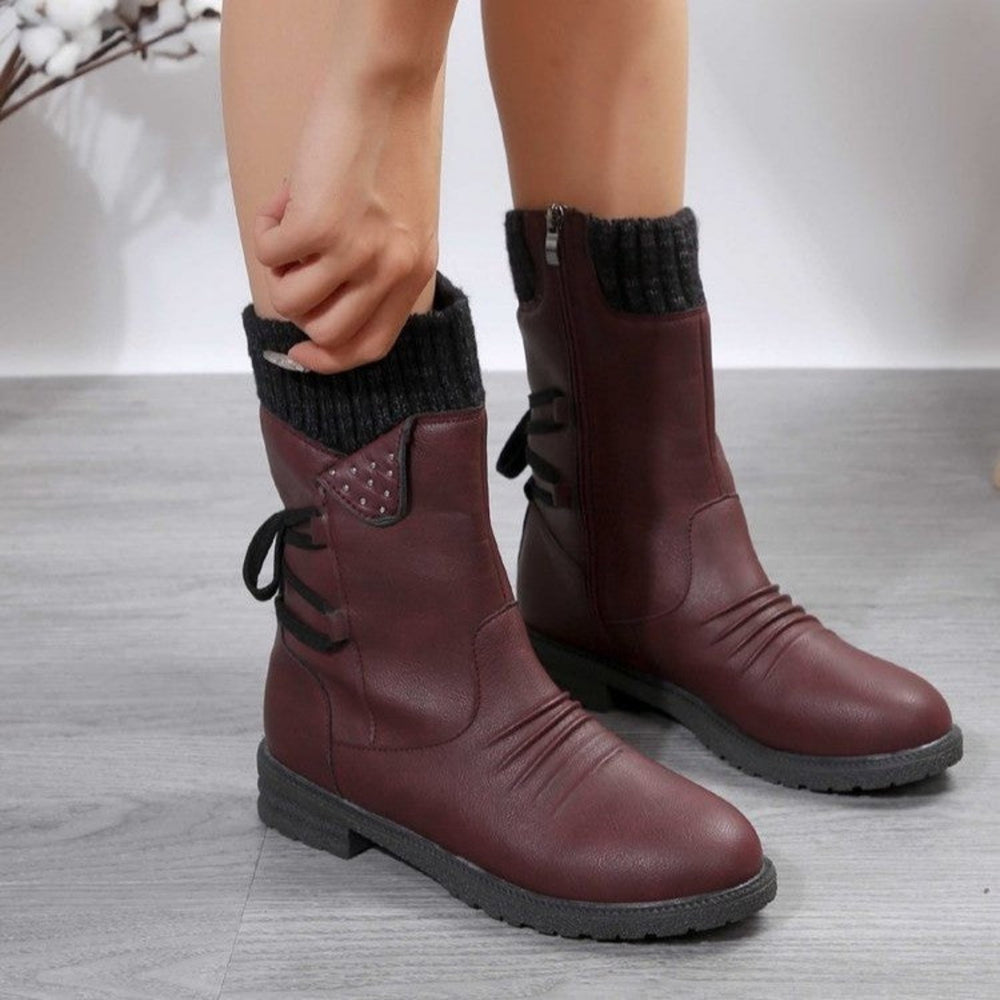 Bottines Faymé d'hiver chaudes pour femme, semelle antidérapante adaptée aux tenues hivernales.