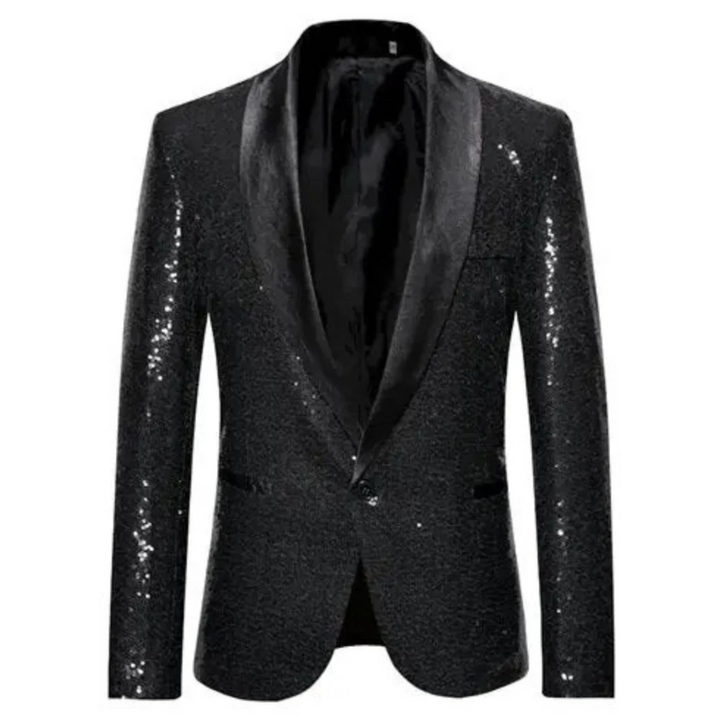 Manteau Ferdinand à sequins pour homme, finition pailletée adaptée aux tenues festives de fin d'année.