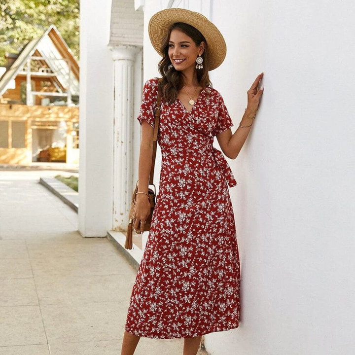Femmes Robe Midi Ibiza | Motif Fleuri