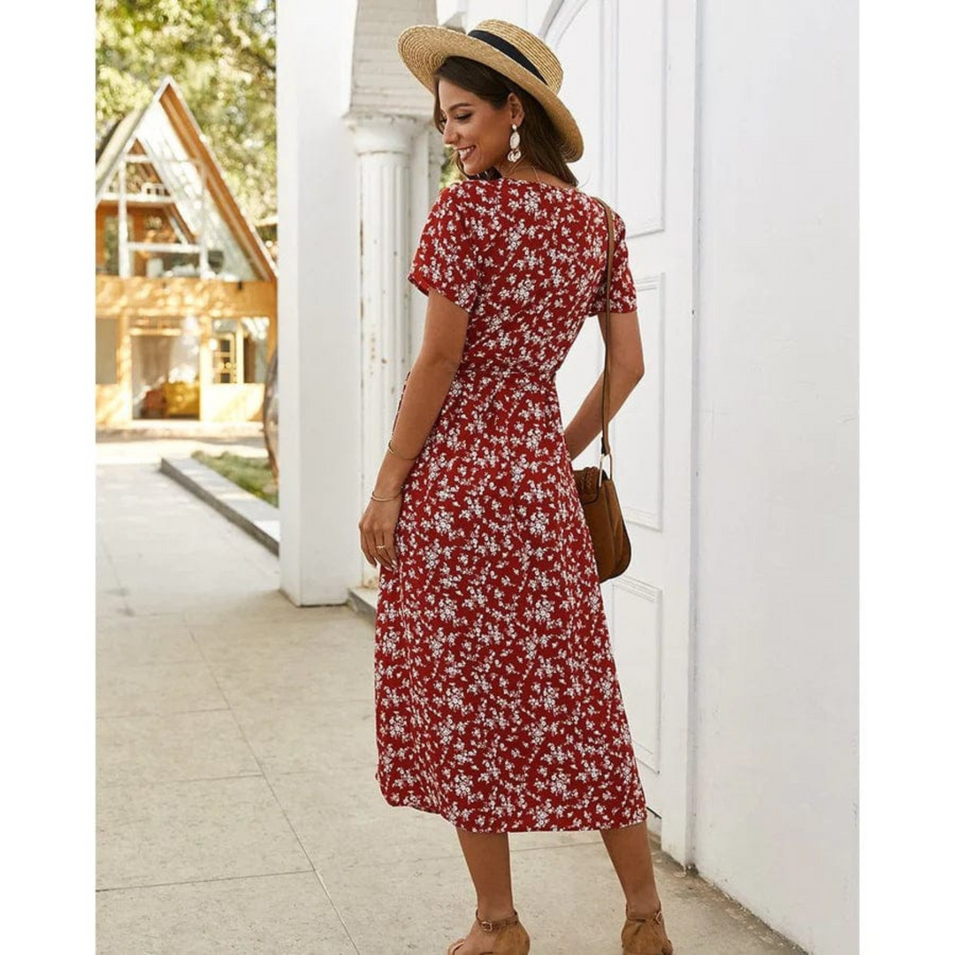 Femmes Robe Midi Ibiza | Motif Fleuri