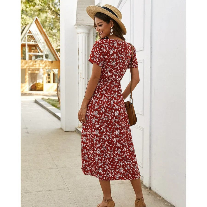Femmes Robe Midi Ibiza | Motif Fleuri