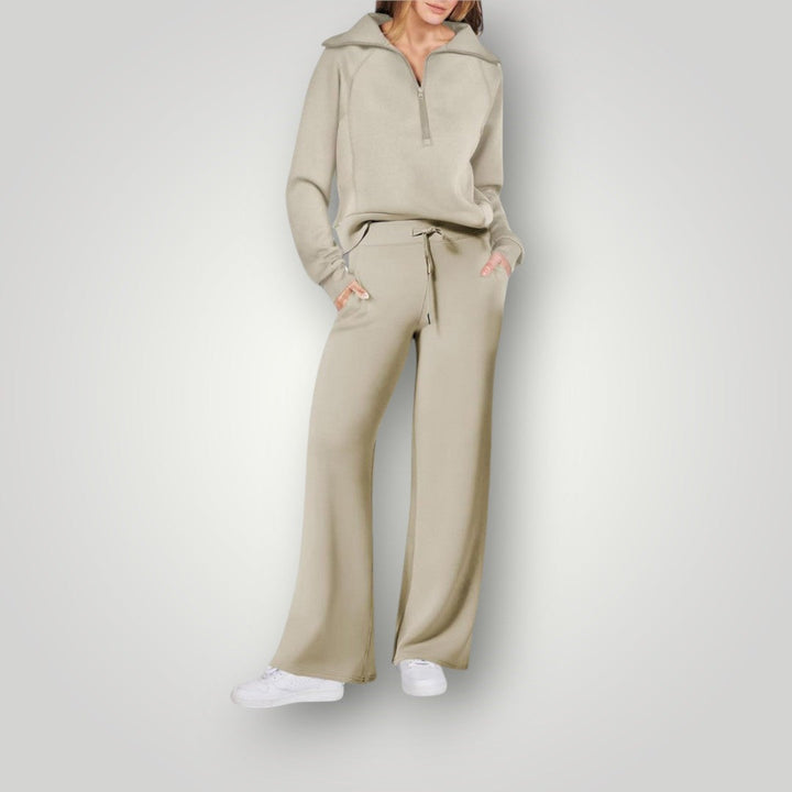 Ensemble loungewear Esméria pour femme, tissu ultra-doux et coupe décontractée adaptée aux moments cocooning.