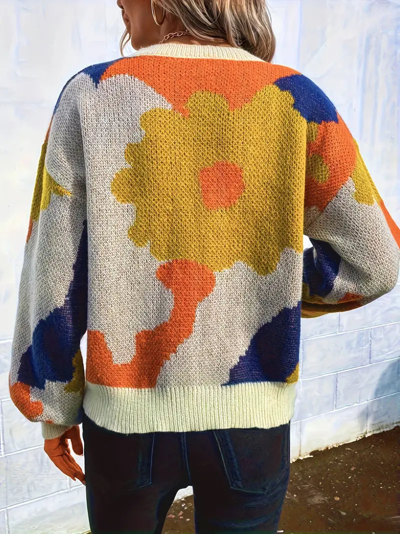 Divyae | Pull Abstrait À Fleurs