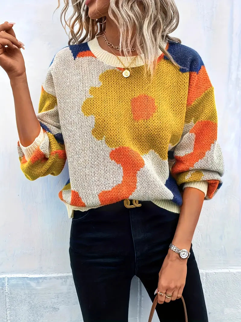 Divyae | Pull Abstrait À Fleurs