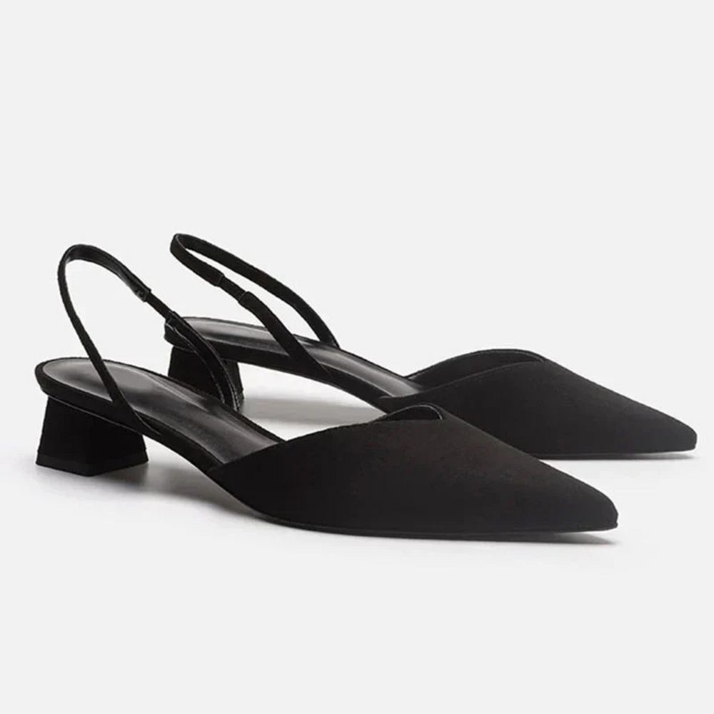 Sandales Ninette pour femme, bout pointu élégant et talon bas confortable adaptés aux tenues polyvalentes.