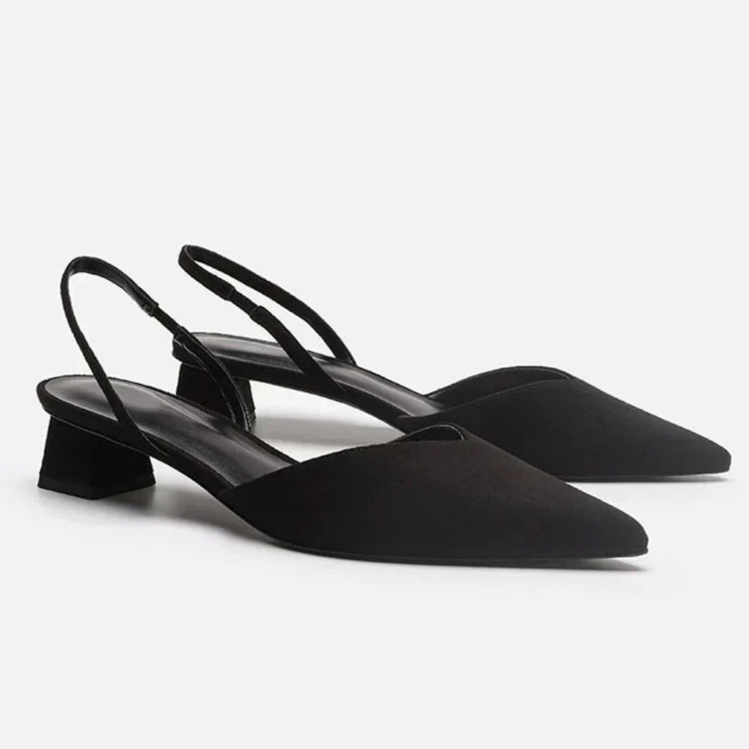 Sandales Ninette pour femme, bout pointu élégant et talon bas confortable adaptés aux tenues polyvalentes.