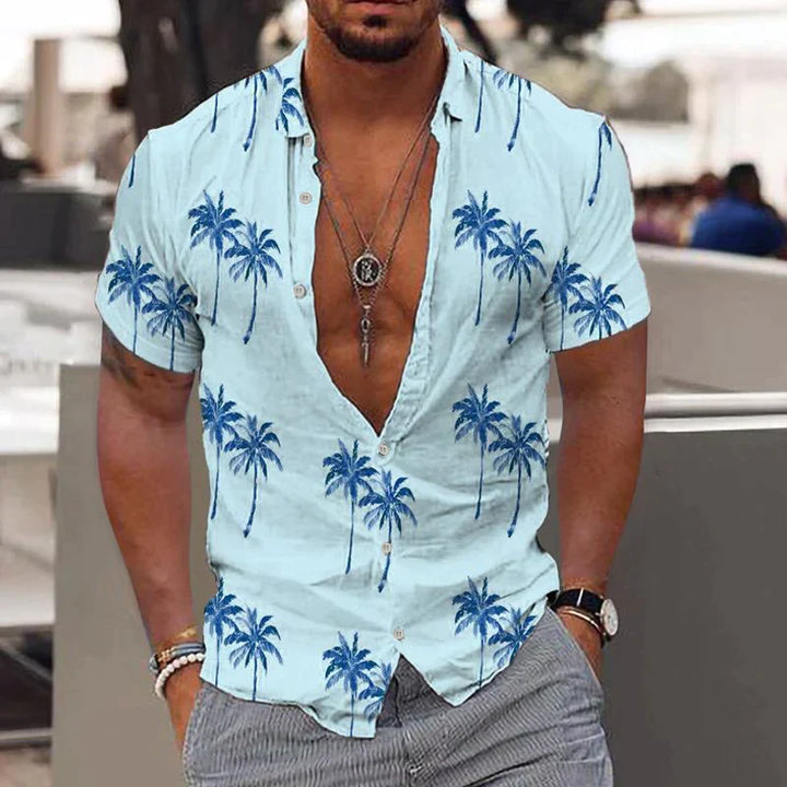 Palmo | Chemise pour Homme | Imprimé Palmier, D'Été & Décontractée