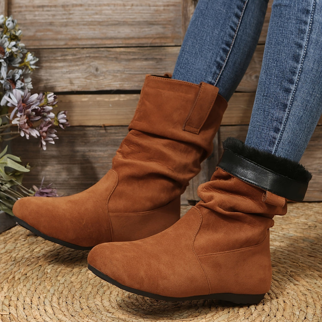 Bottes Bernyce mi-mollet chaudes pour femme, doublure et tige structurée adaptée aux tenues automnales.
