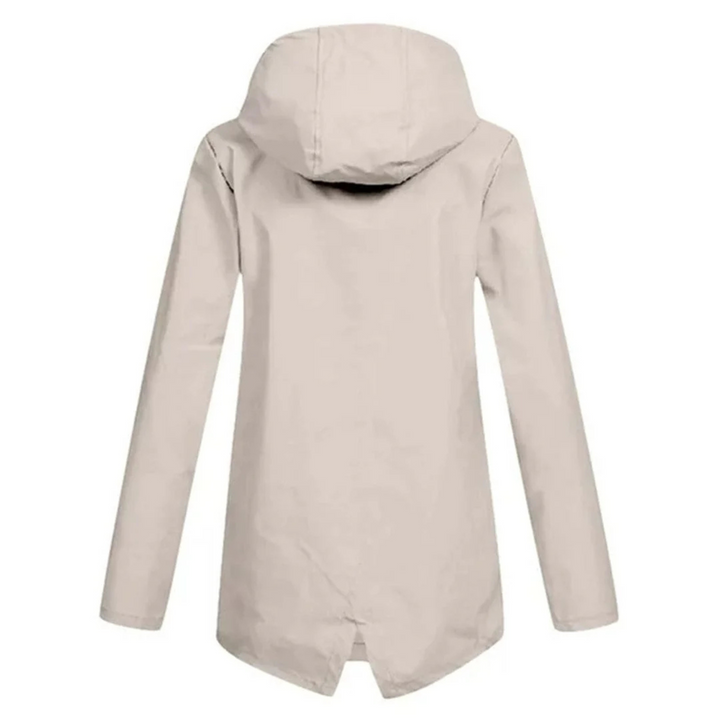 Veste de pluie Zénaïde pour femme, imperméable et coupe-vent adaptée aux journées automnales pluvieuses.