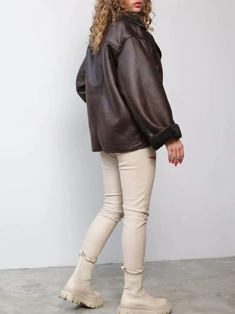 Eléa | Veste en cuir synthétique vintage pour femmes