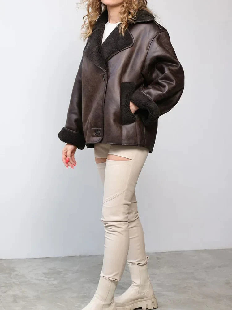 Eléa | Veste en cuir synthétique vintage pour femmes
