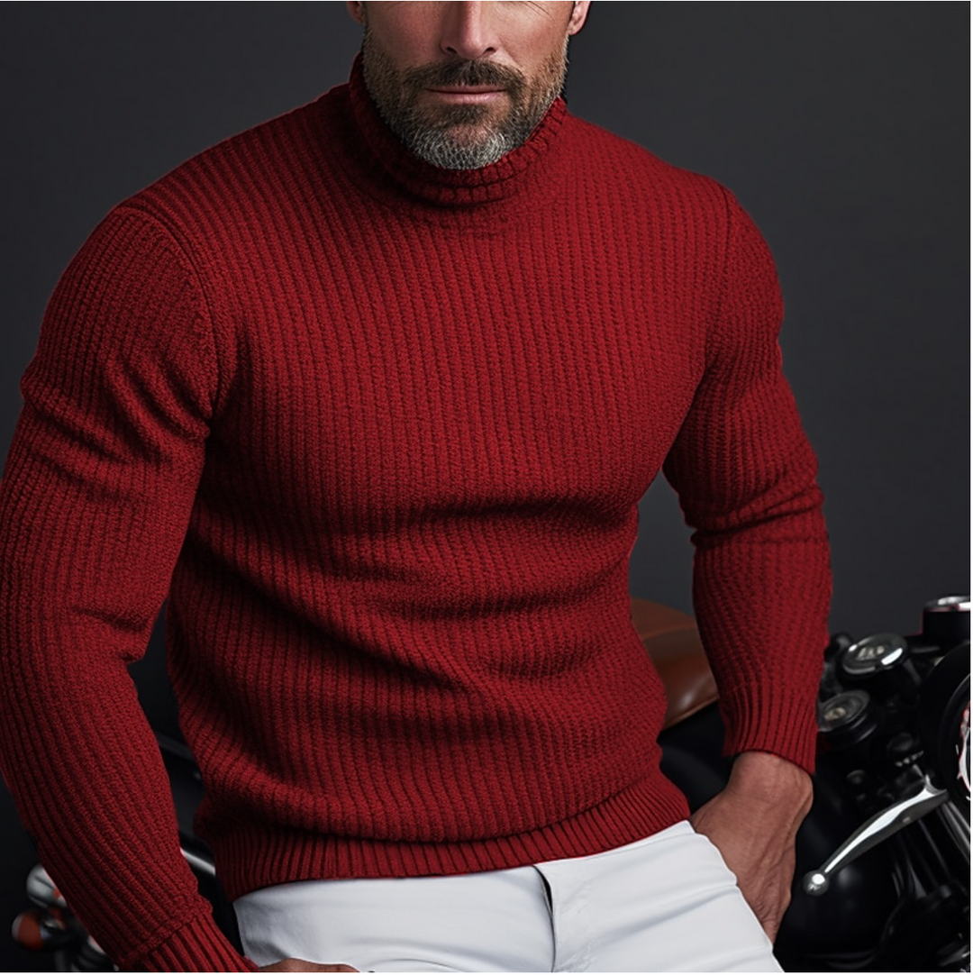 Pull Belezza col roulé pour homme, maille douce adaptée aux tenues hivernales.