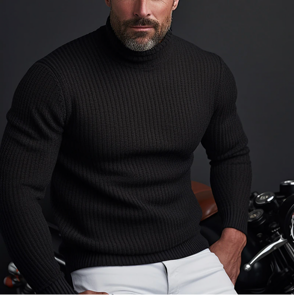 Pull Belezza col roulé pour homme, maille douce adaptée aux tenues hivernales.