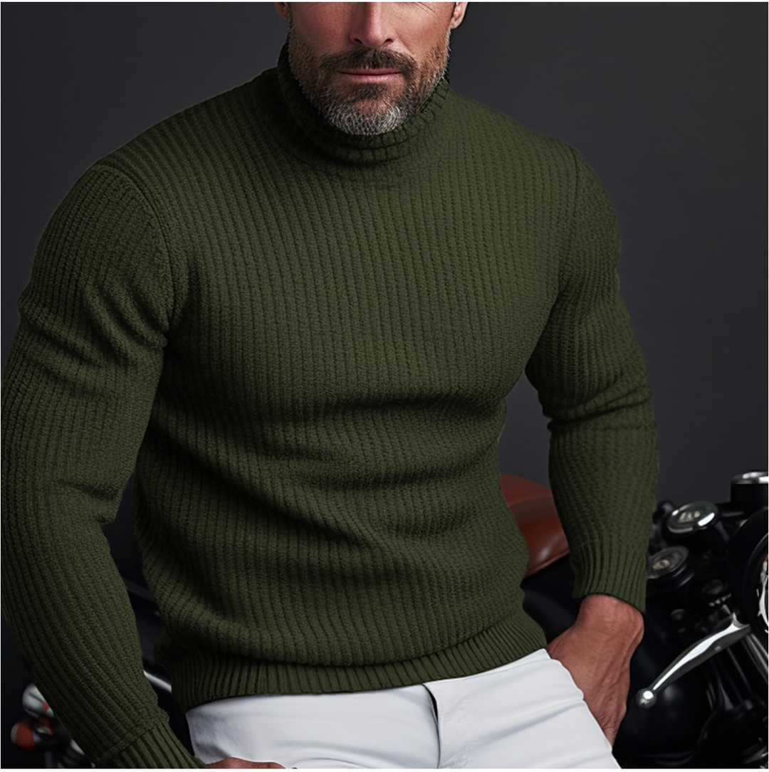 Pull Belezza col roulé pour homme, maille douce adaptée aux tenues hivernales.