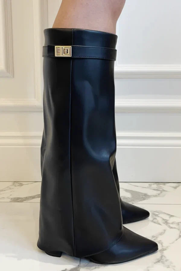 Bottes hautes à talon carré Bérénice pour femme, vue de dos